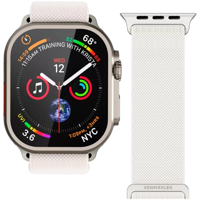 VONMÄHLEN Classic nilona cilpa Apple Watch 40/41/42mm, krēmkrāsa