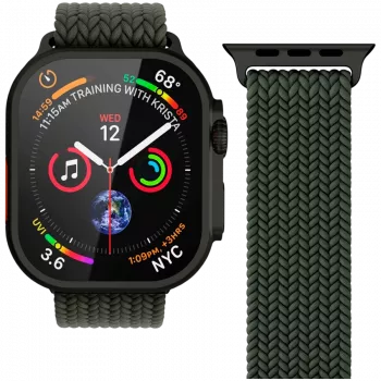 VONMÄHLEN austais cilpiņu siksniņa Apple Watch 44/45/46/49mm, olīvu melna