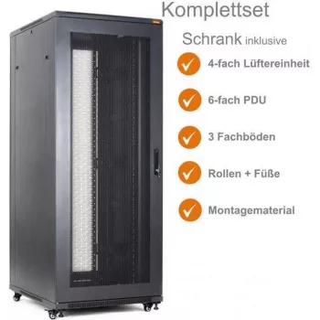IT-BUDGET 19 inch Servera skapis SRK pilns komplekts 42U 800x1000 mm saliekams melns