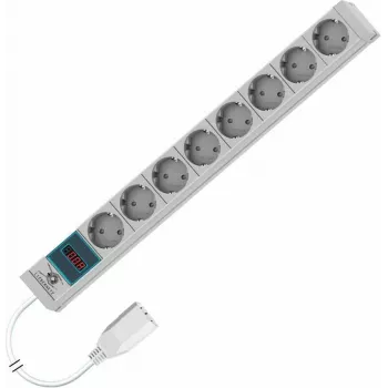 Liebernetz 19 inch 1U Rackmount metrēta PDU, 8x Schuko CEE 7/3 kontaktligzdas, C14 ieeja, 3m kabelis, gaiši pelēks (90LNSDL20SC083)