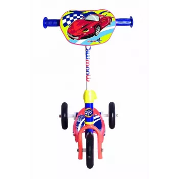 MUUWMI AU 506 KiddyScooter Racing 3 riteņu skrejritenis bērniem no 3 gadu vecuma, zils/sarkans, LED apgaismoti priekšējie riteņi, regulējams stūres stienis 58-68 cm, maks. 20 kg