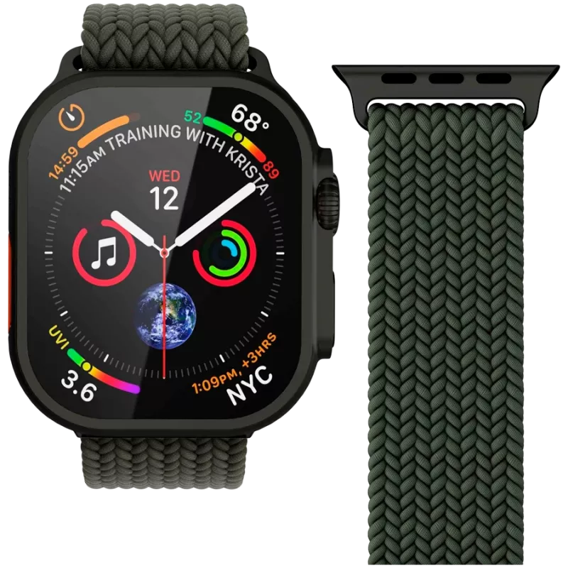 VONMÄHLEN austais cilpa Apple Watch 40/41/42mm, olīvu melns