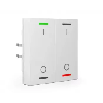 MDT BE-TAL55T2.B1 KNX spiedpogas sensors 2-kārtīgs ar RGBW apgaismojumu un temperatūras sensoru, tīri balts spīdīgs