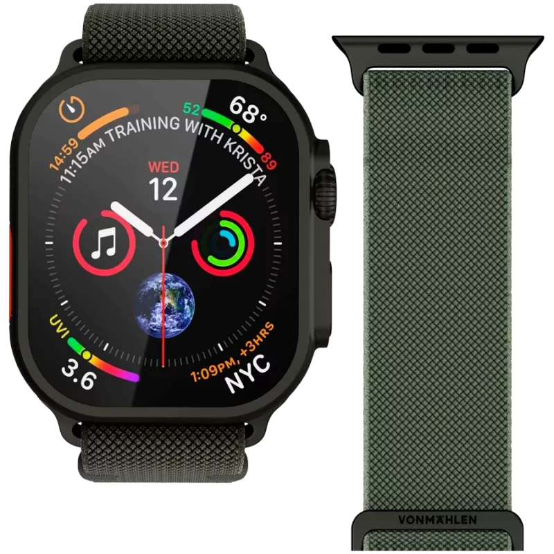 VONMÄHLEN Classic Nylon Loop 40, 41, 42mm Viens izmērs, Olīvu melns