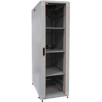 IT-BUDGET 19 inch Serveru skapis SRK pilns komplekts - 42U - 600x1000 mm - Stikla/Masīva durvis - 4 aktīvie ventilatori - PDU - Plaukti - Išjaukts - Gaiši pelēks (90ITB19SRK42610GG)