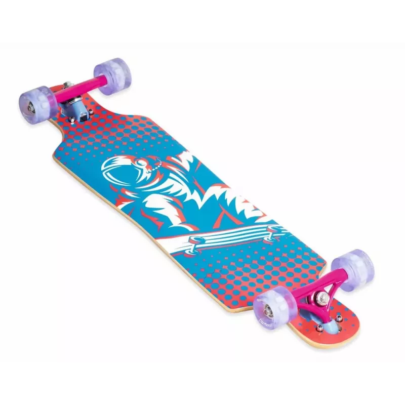 MUUWMI AU 560 Longboard kompaktais kruīza skrituļdēlis, ABEC 7 gultņi, LED apgaismojuma riteņi, 7 kārtu Kanādas kļava