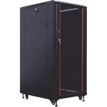 IT-BUDGET 19 collu serveru skapis SRK - 27U - 800x800 mm - Stikla/tērauda durvis - Kabeļu kanāli - Salikts - Melns (99ITB19SRK2788GSNM)