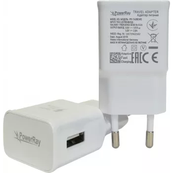 PowerRay lādētājs PR-TA20EWE, ES specifikācija 2 kontakti ar CE, 2000mAH, balts, bez iepakojuma (PR-TA20EWE)