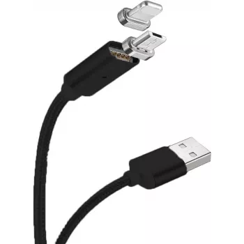 CYOO magnētiskais USB uzlādes un datu kabelis - 2-in-1 Micro USB un Lightning uz USB - 1m - melns