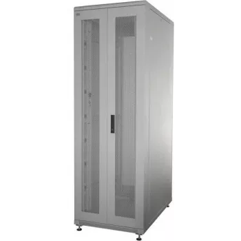 IT-BUDGET 19 inch Serveru skapis SRK pilns komplekts - 42U - 600x1000 mm - Perforētas dubultdurvis priekšā un aizmugurē - 4 aktīvie ventilatori - PDU - Plaukti - Samontēts - Gaiši pelēks 99ITB19SRK42610DTGM