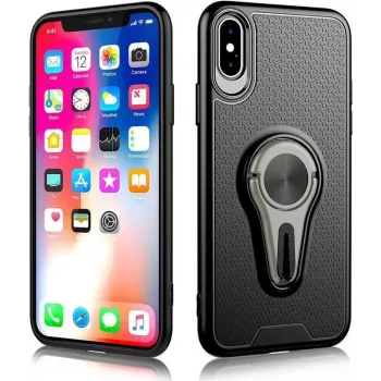 CYOO 360 grādu rotējošs gaisa vadu turētāja maciņš iPhone Xs Max - pelēks CY121003