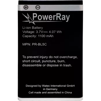 PowerRay akumulators PR-BL5C Nokia E50, N70, N91, 6600, 1100 mAh, bez iepakojuma