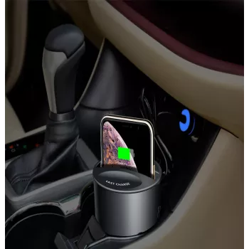 CYOO Cup bezvadu lādētājs 15W Qi automašīnas uzlādes stacija melns CY122326