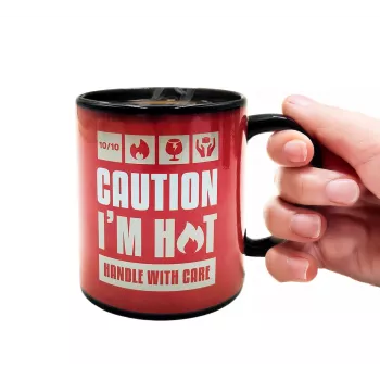 Mad Monkey Caution I am Hot krāsu mainošs krūzis 2000152