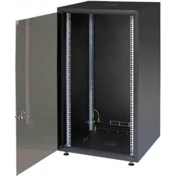 IT-BUDGET 19 inch Serveru skapis SJB - 18U - 600x800 mm - Stikla durvis - Aizmugurējais panelis - Melns (W-SJB6080-18S-161)