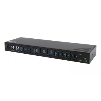 EXSYS EX-11236HMS 16 portu USB 3.2 Gen 1 industriālais centrmezgls ar 15KV ESD aizsardzību, sienas un DIN sliedes stiprinājumu