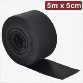 Quadrios 24CA310 āķu un cilpu stiprinājuma siksna, 5 m x 5 cm, melna, atkārtoti lietojami kabeļu saišķi kabeļu saišķošanai un pārvaldībai