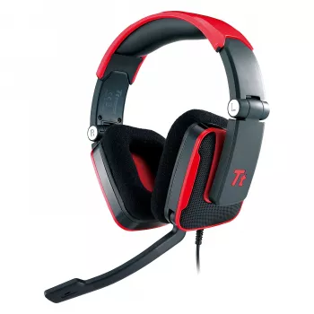 Thermaltake Tt eSPORTS SHOCK spēļu austiņas - Royal Red, vadu 3.5mm, virsauss, ievelkams mikrofons, salokāmas