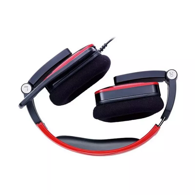 Thermaltake Tt eSPORTS SHOCK spēļu austiņas - Royal Red, vadu 3.5mm, virsauss, ievelkams mikrofons, salokāmas