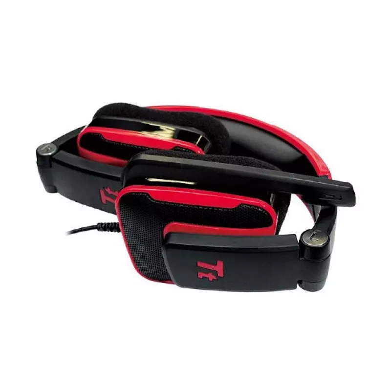 Thermaltake Tt eSPORTS SHOCK spēļu austiņas - Royal Red, vadu 3.5mm, virsauss, ievelkams mikrofons, salokāmas