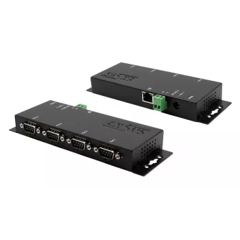 EXSYS EX-6164 4 portu RS-232 sērijas ierīču serveris, Ethernet uz sērijas, metāla, 10/100 Mbps, virtuālais COM