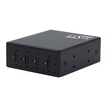 EXSYS EX-12274HMS USB 3.2 Gen 2x1 4 portu industriālais metāla centrmezgls, 10Gbps, 15KV ESD, sienas/DIN sliedes stiprinājums