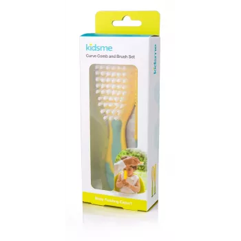 Kidsme mazuļa matu suka un ķemme - mīksta saru suka, bez BPA, ergonomiska, balta/pelēka