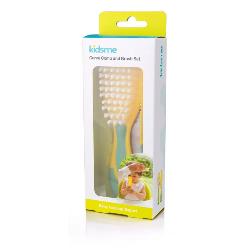 Kidsme mazuļa matu suka un ķemme - mīksta saru suka, bez BPA, ergonomiska, balta/pelēka