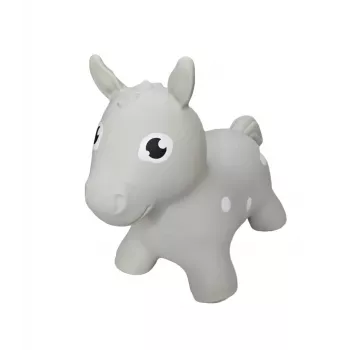 Gerardo's Toys pelēks zirgs lēkāšanas dzīvnieks bērniem no 12 mēn., piepūšams lēkātājs ar pumpi, iztur 50 kg, telpām un ārā