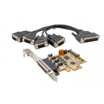 EXSYS EX-44354 4 portu PCIe RS-232 sērijas karte ar zema profila stiprinājumu, FTDI mikroshēmojums