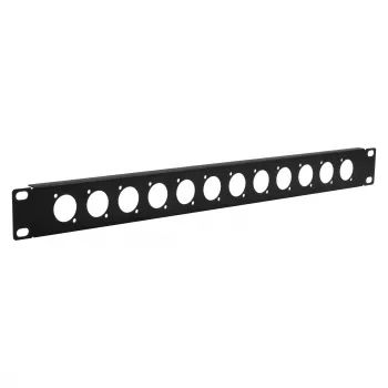 EXSYS EX-49298 19 inch 1U statīva panelis ar 12 D-veida izgriezumiem, melns