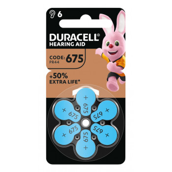 Duracell EasyTab 675 PR44 cinka-gaisa dzirdes aparātu baterijas, 6 gab.
