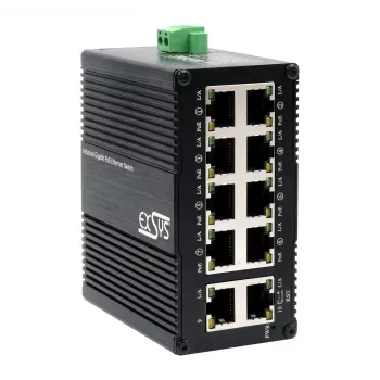 EXSYS Mini 10 portu rūpnieciskais Gigabit PoE+ komutators, tīmekļa pārvaldīts (EX-62036MPOE)