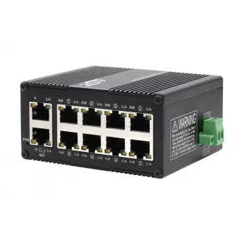 EXSYS Mini 10 portu rūpnieciskais Gigabit PoE+ komutators, tīmekļa pārvaldīts (EX-62036MPOE)