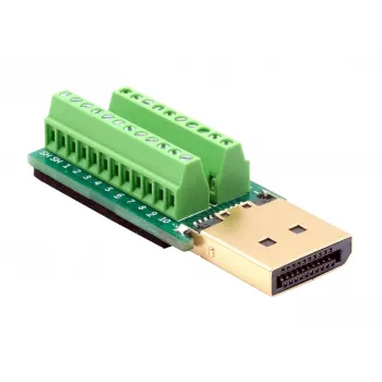 EXSYS EX-49052 DisplayPort vīrišķais uz 20 kontaktu skrūvju spailu bloka adapteris
