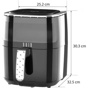 QUIN 4,5L digitālais karstā gaisa friteris, 1500W, 80-200°C, 60 min taimeris, 8 programmas, melns