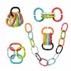 Kidsme Stage Teether Chain, 3M+, pārtikas kvalitātes silikons, bez BPA, 3 posmu komplekts, dažādās krāsās