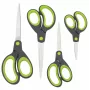 Rapesco Soft Grip šķēru komplekts, 4 gab., nerūsējošā tērauda asmeņi, ergonomiski rokturi, 21cm/17cm/13cm/9cm, melns/pelēks 1576