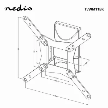 Nedis pilnībā kustīgs TV sienas stiprinājums 32-65 collu ekrāniem, 35 kg, VESA līdz 400x400, melns