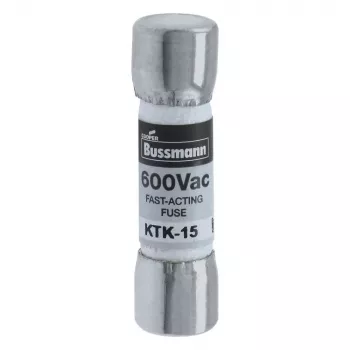 Eaton KTK-15 patronu drošinātājs, 15 A, 600 V AC/DC, īpaši ātras darbības, 10 mm x 38 mm, 10 gab. iepakojums