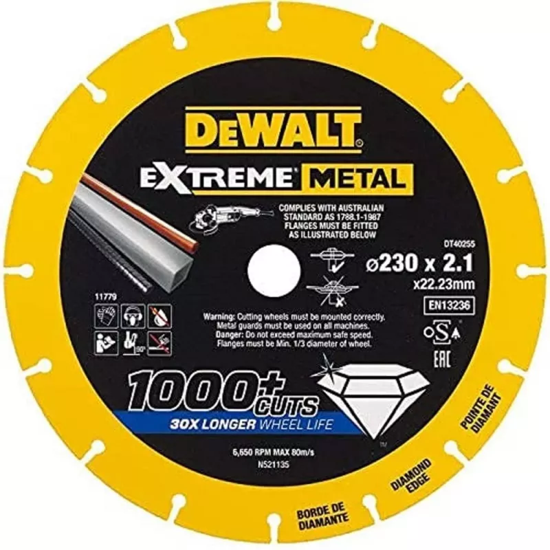 DEWALT DT40255-QZ EXTREME griešanas disks 125 x 1,0 x 22,23 mm metālam un nerūsējošajam tēraudam