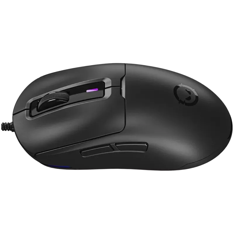 LORGAR LRG-MSA10R-BK spēļu vadu pele, Pixart PMW3311 optiskais sensors, 6400 DPI, RGB, 7 programmējamas pogas, melna