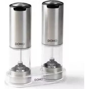 DOMO DO3102 uzlādējams elektriskais sāls un piparu dzirnaviņu komplekts ar LED apgaismojumu un keramikas dzirnaviņām