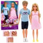 LEAN TOYS Anlily ģimenes leļļu komplekts: grūtniece mamma, tētis, mazulis, zīdainis