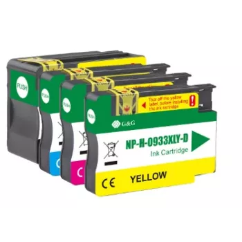 G&G saderīgs tintes kasetņu komplekts 4 gab. melna/ciāna/magenta/dzeltena HP 932XL/933XL (GP-H932XLBK/933XLCMY-4P)