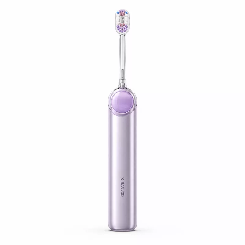 RANVOO PQ5 Pure Sonic elektriskā zobu birste, purpura, 5 režīmi, 4 uzgaļi, USB uzlāde