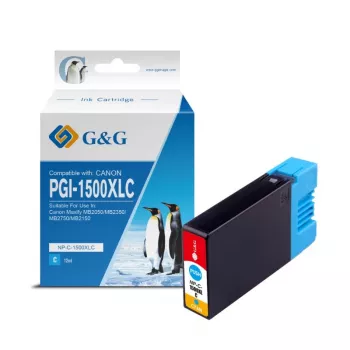 G&G saderīga Canon PGI-1500XLC augstas ietilpības zilganzaļa tintes kasetne (9229B001)