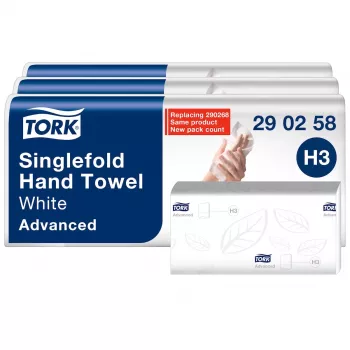 Tork Advanced H3 Z-locījuma roku dvieļi 2-kārtu balti (290258) – 3750 dvieļi