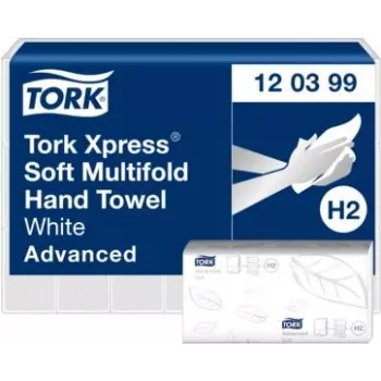 TORK Xpress H2 Advanced daudzkārt salocīti roku dvieļi, 2 kārtu, balti, 2850 loksnes (120399)