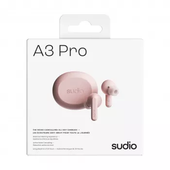 Sudio A3 Pro patiesi bezvadu Bluetooth austiņas ar aktīvo trokšņu slāpēšanu, rozā A1PROPNK